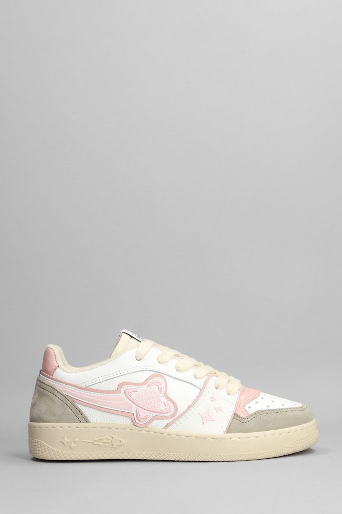 Planet Sneakers In White Suede And Leather