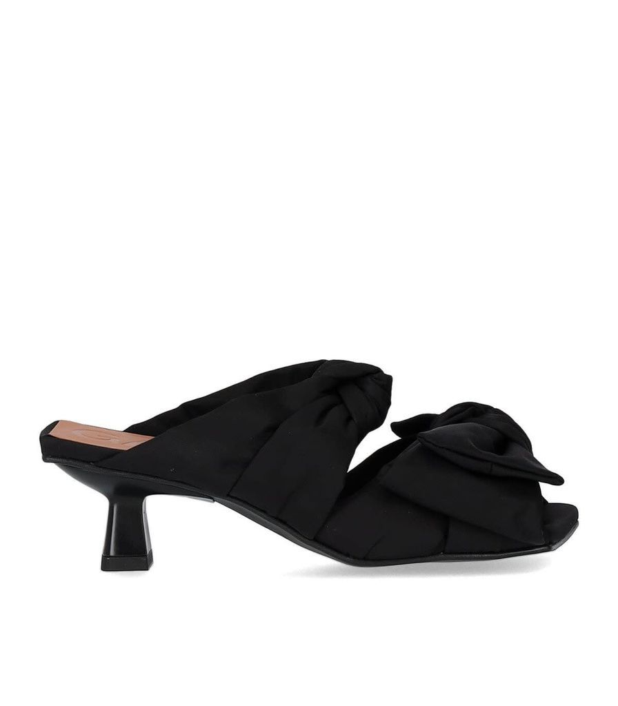 Black Heeled Mule With Bows