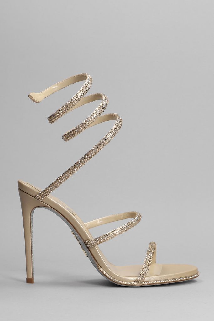 Cleo Sandals In Beige Leather
