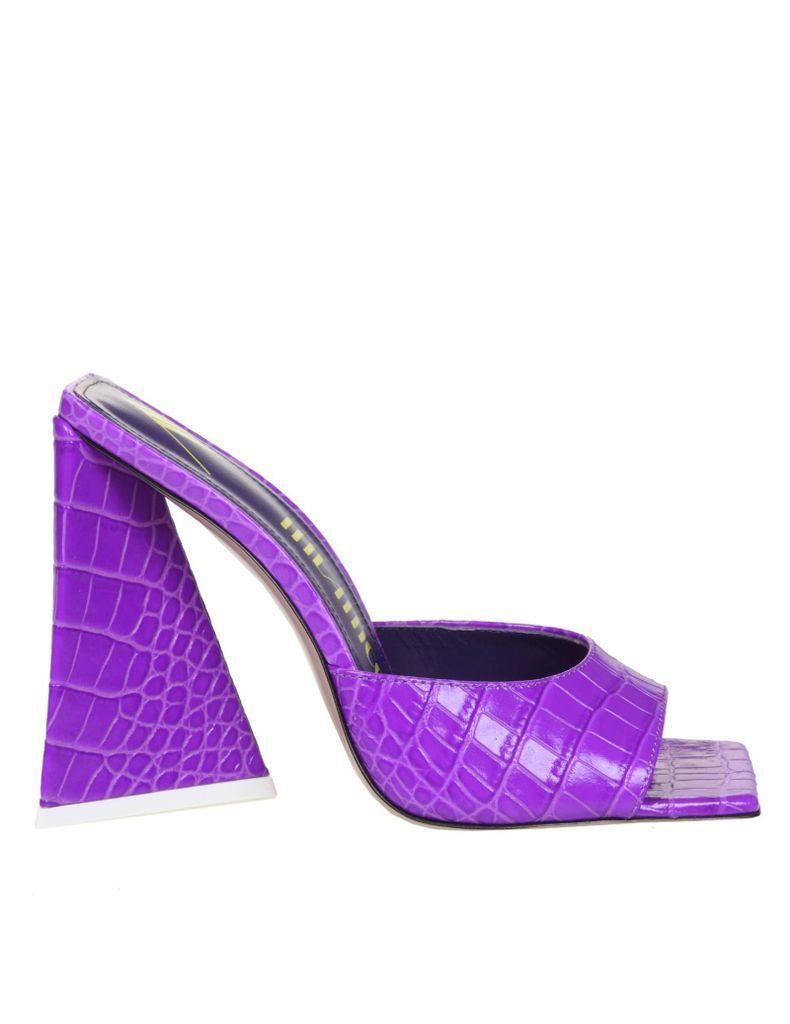 Mule Devon In Purple Coconut Print Leather