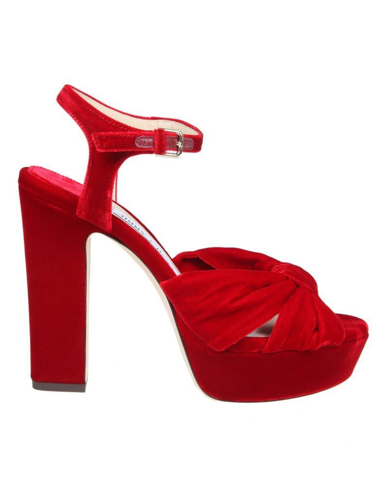 Heloise Sandal In Red Velvet