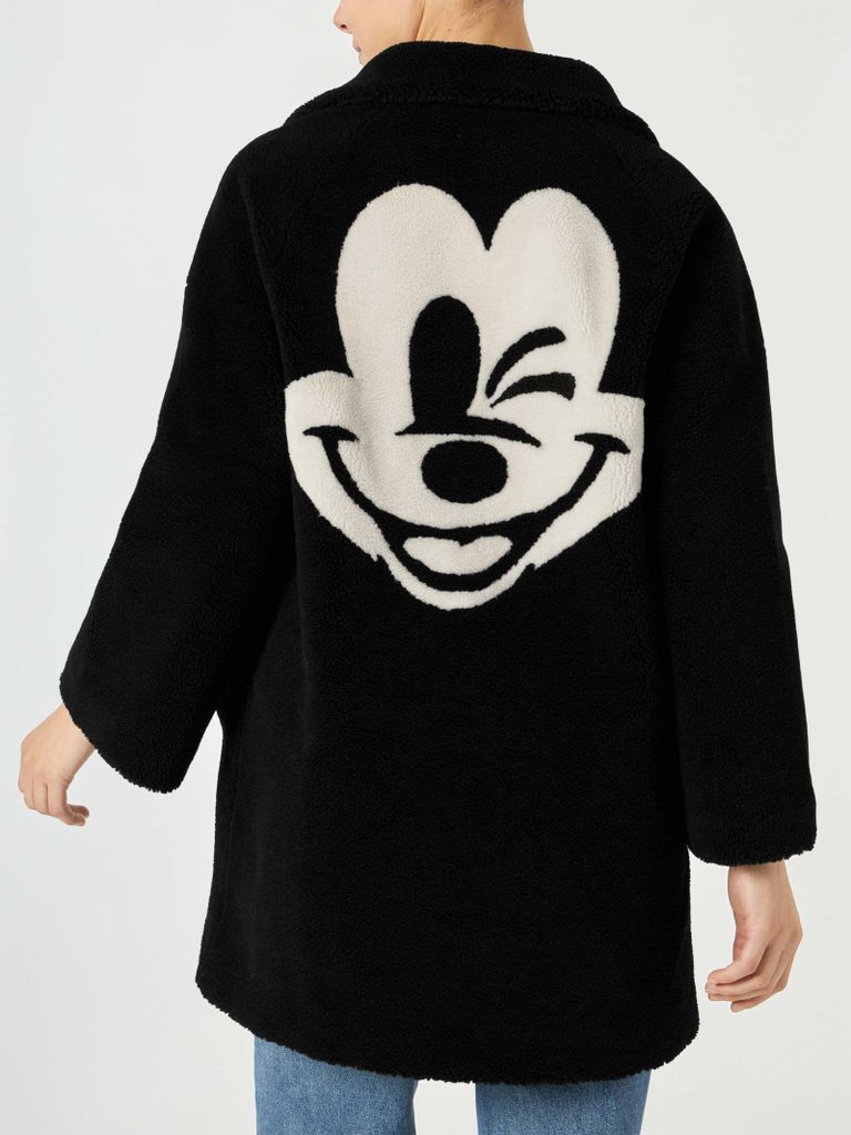 Woman Coat Black Teddy Fabric Disney® Special Edition