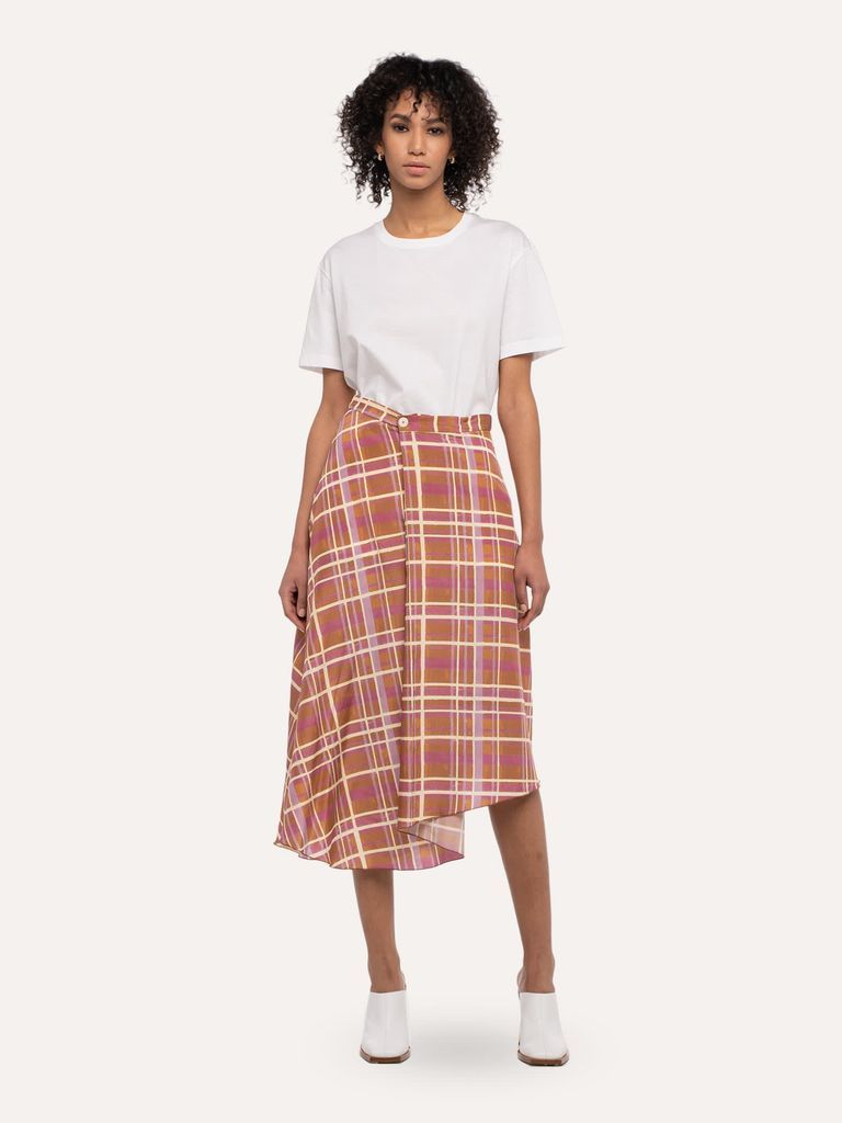 Checked Asymmetrical Skirt