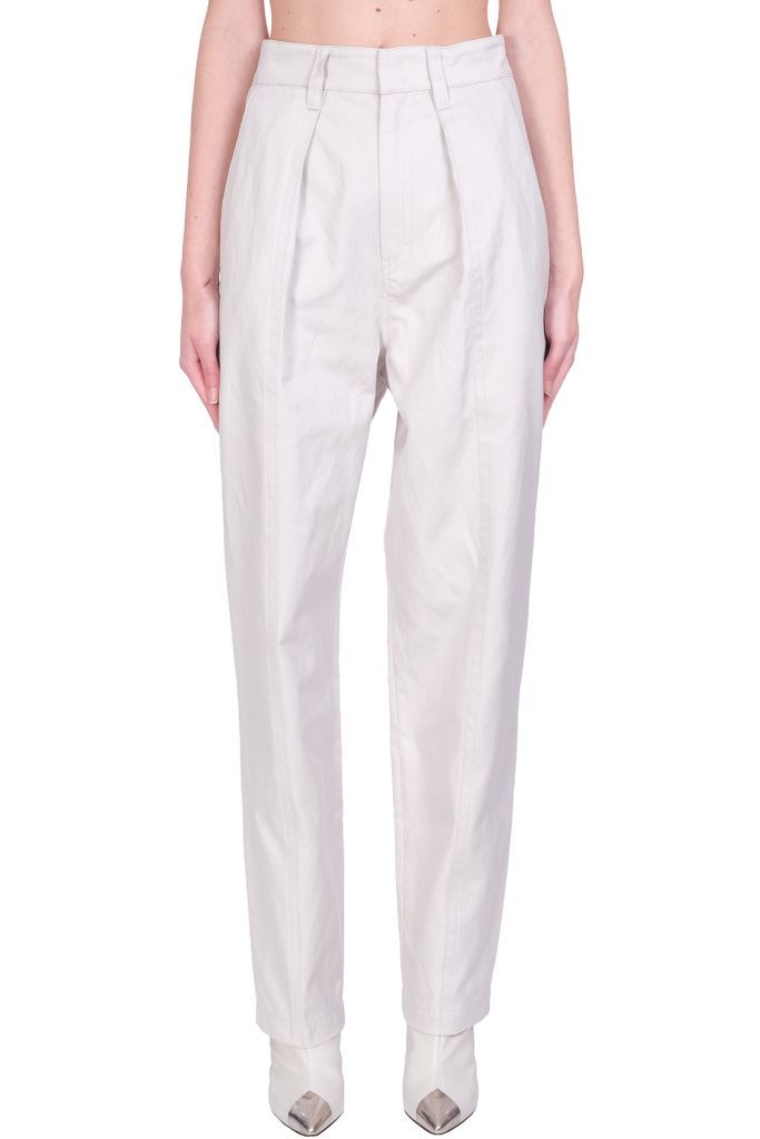 Ketzia Pants In White Cotton And Linen