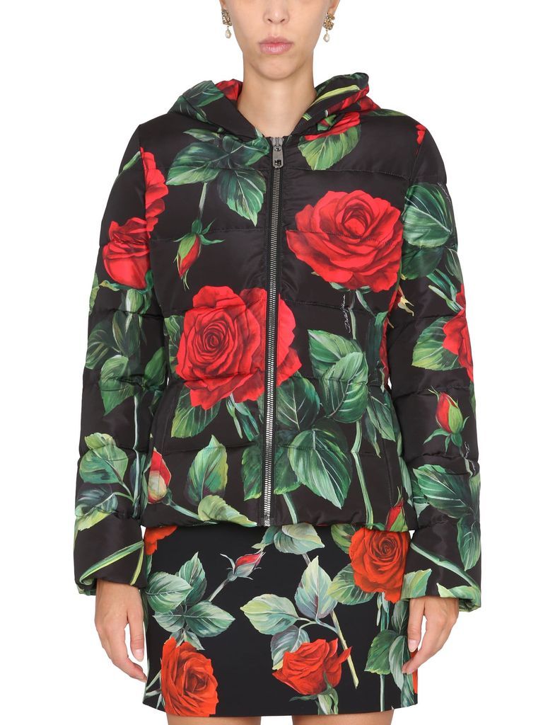 Down Jacket With Floral Print