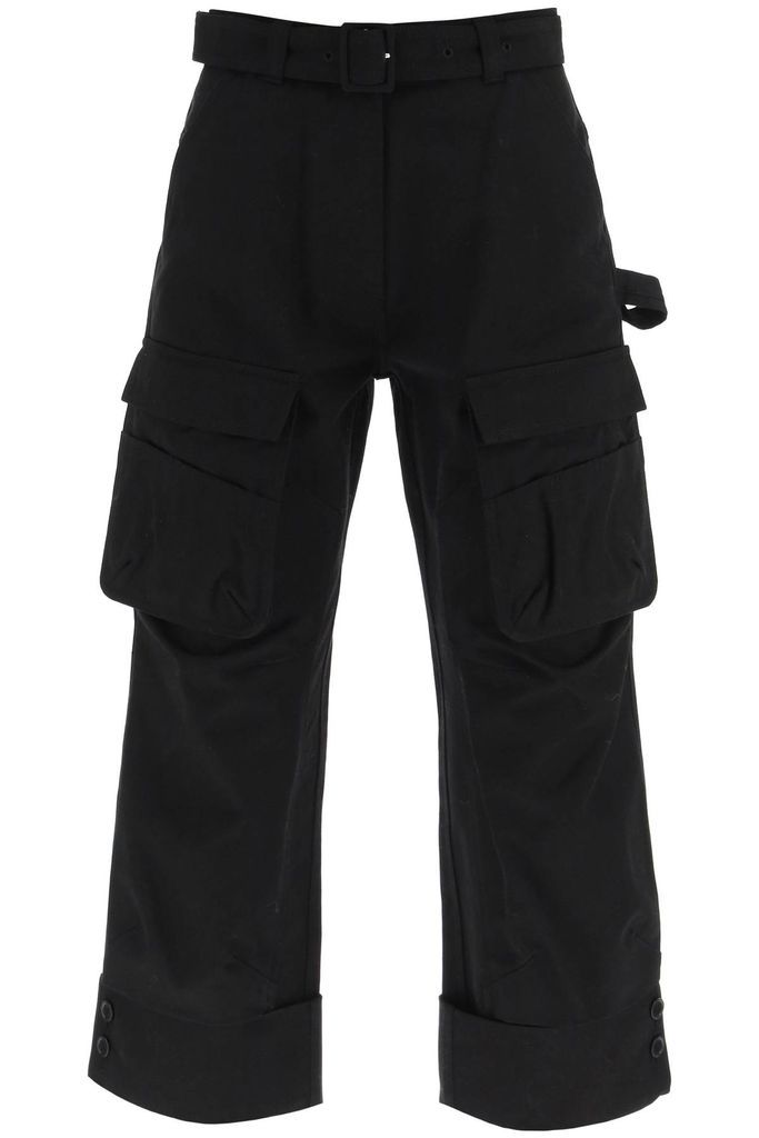 Cropped Cotton Cargo Pants