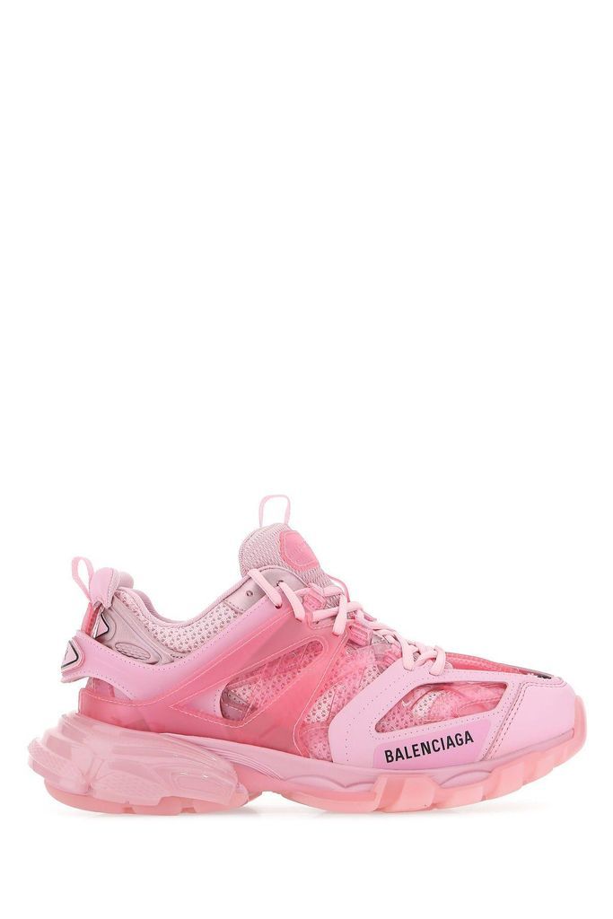 Pink Synthetic Leather And Fabric Sneakers