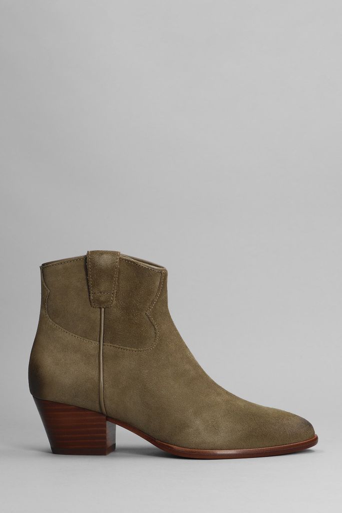 Houston Texan Ankle Boots In Khaki Suede
