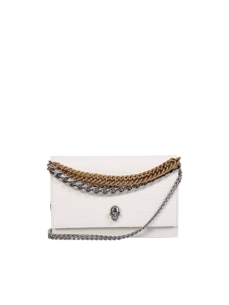 Skull Bag With Chain In Ivory White