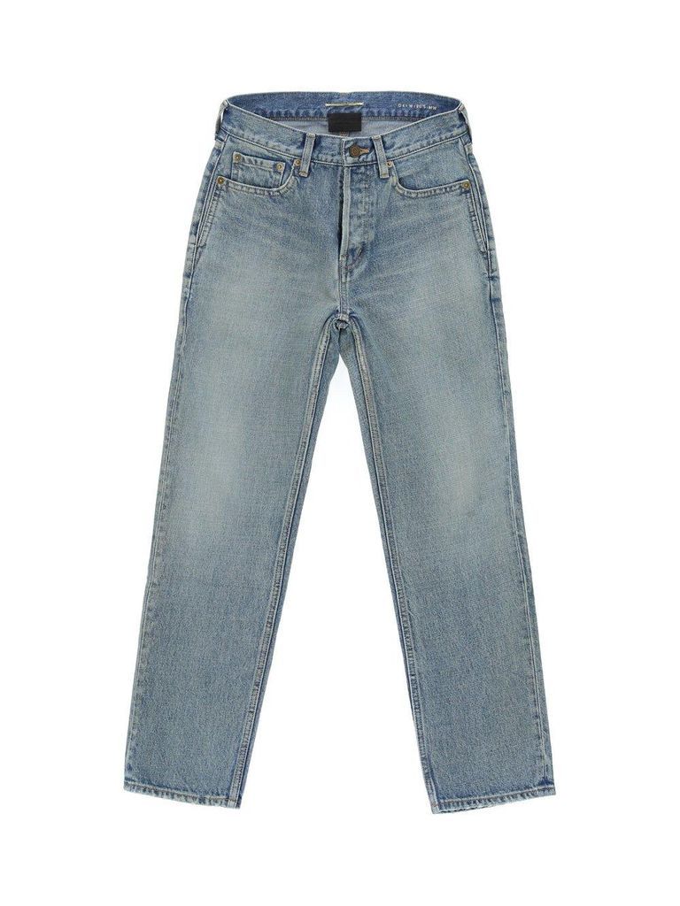 Button Detailed Washed Cropped Jeans