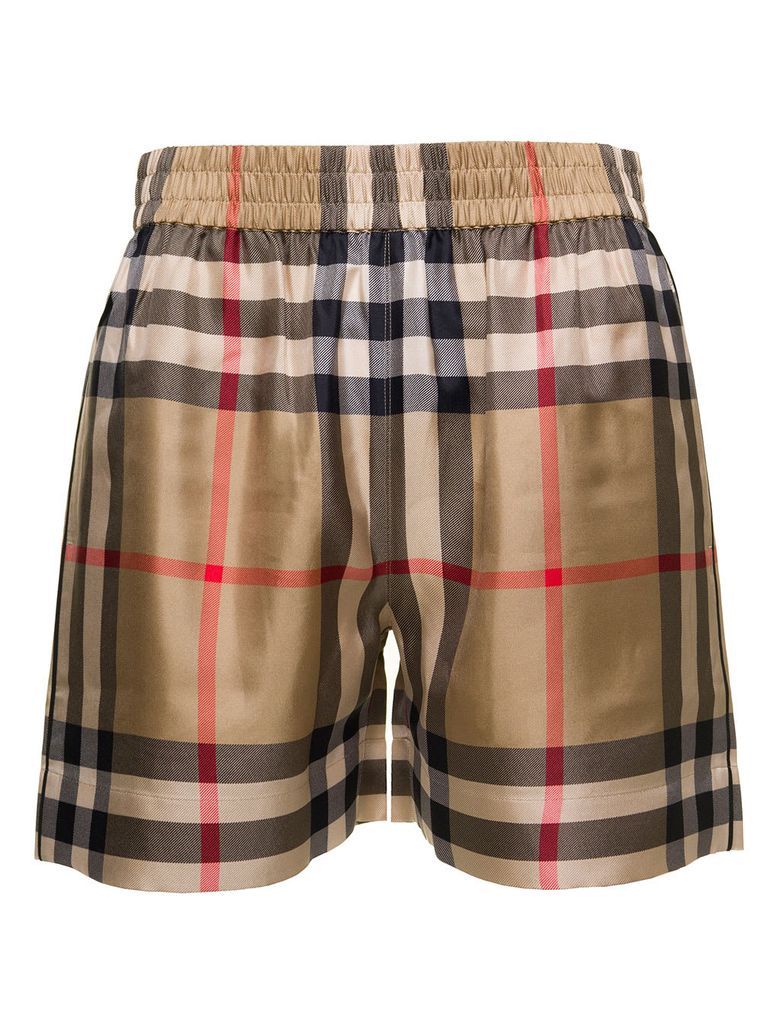 Multicolor Bermuda Shorts With Vintage Check Motif In Stretch Cotton Woman Burberry