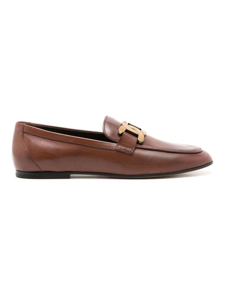 Loafers In Brown Brushed Leather