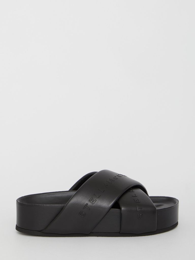 Faux Leather Logo Sandals