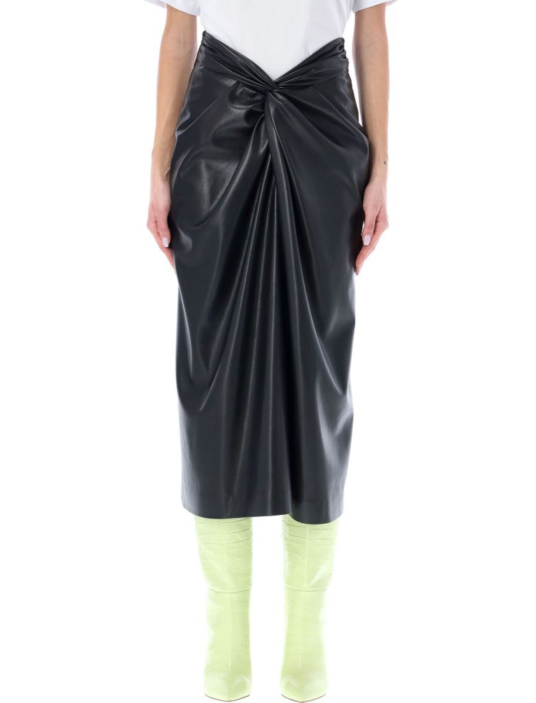 Eco Leather Wrap Midi Skirt