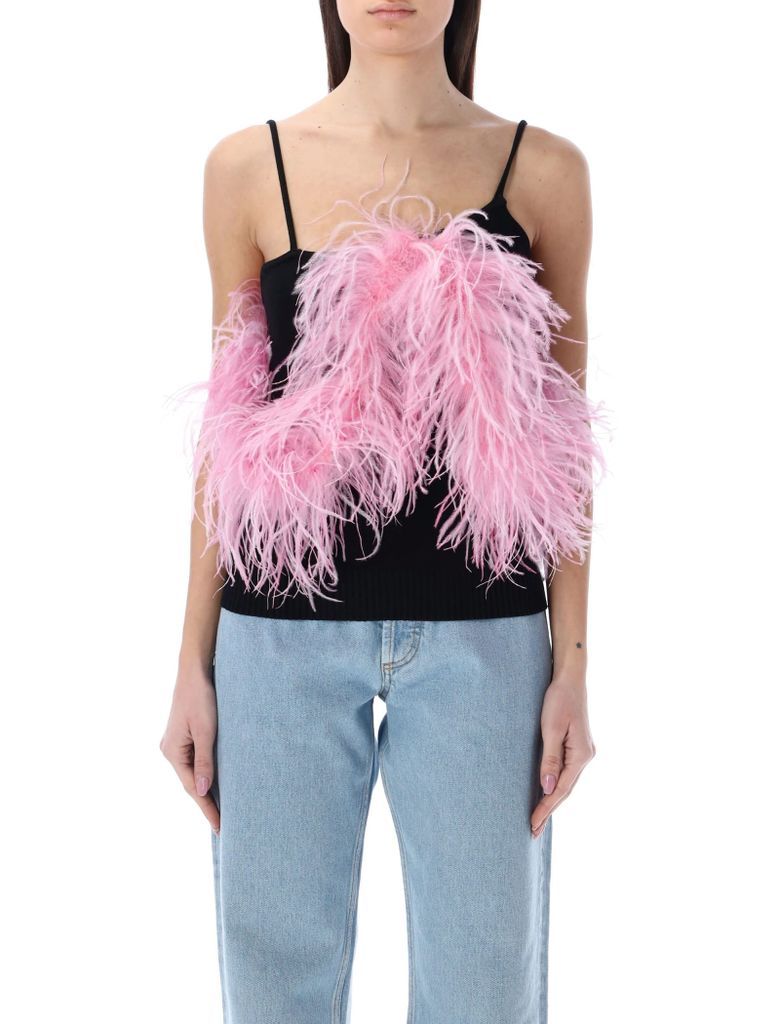 Top With Ostrich Boa Feathers