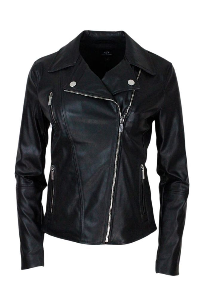 Faux Leather Biker Jacket With Zip Fastening
