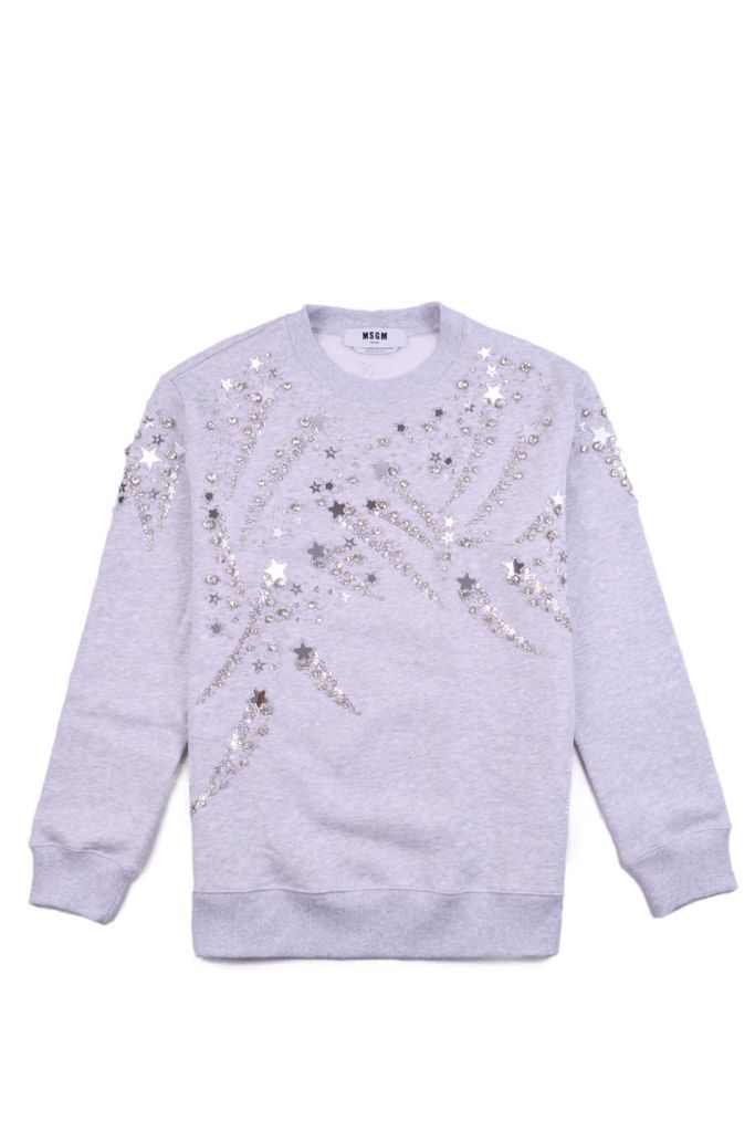 Crew Neck Sweatshirt With Applied Stars Detail