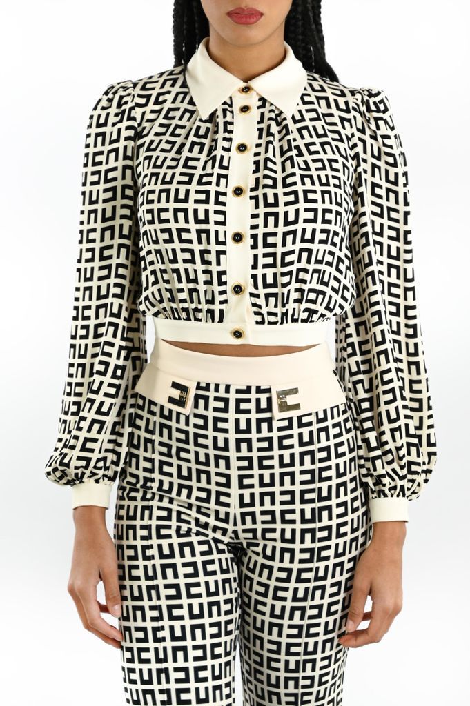 Cropped Shirt In Printed Viscose Georgette