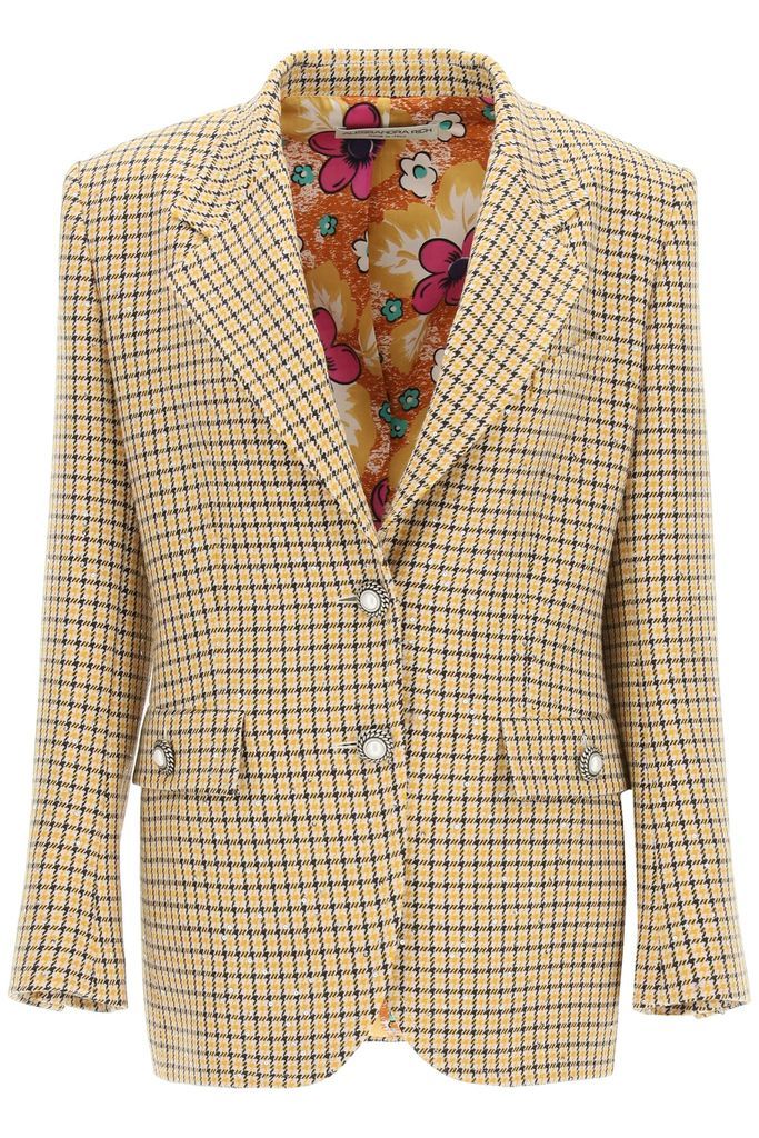 Sequined Check Wool Blazer