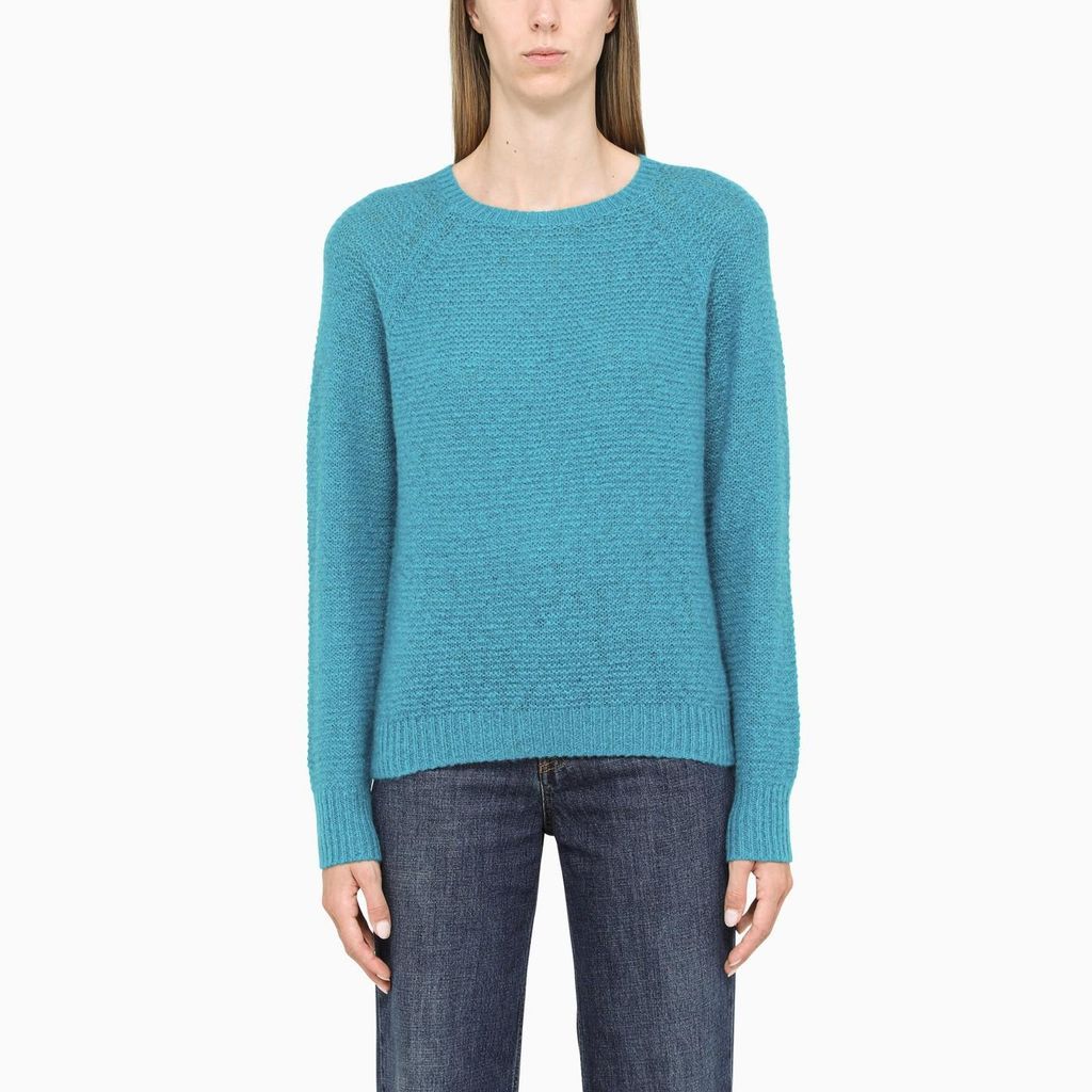 Turquoise Silk And Cashmere Sweater