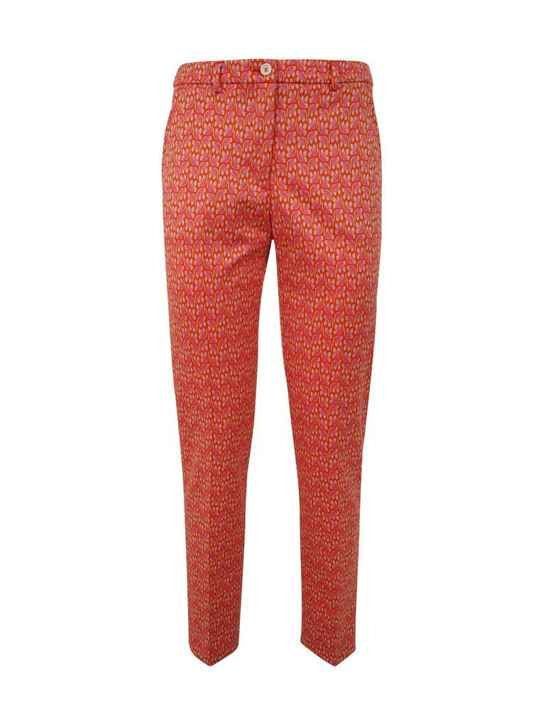 Cigarette Jacquard Trousers With Flowers