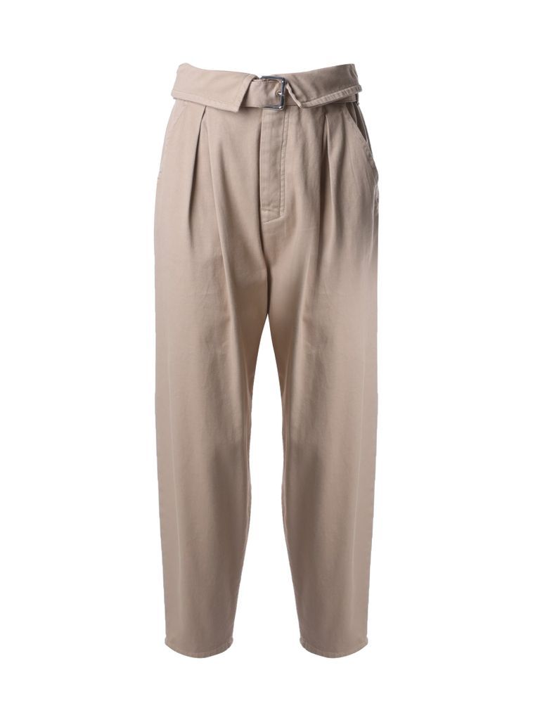 Cotton Trousers With Integrated Belt