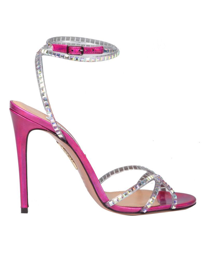 Plexi Sandal With Applied Crystals