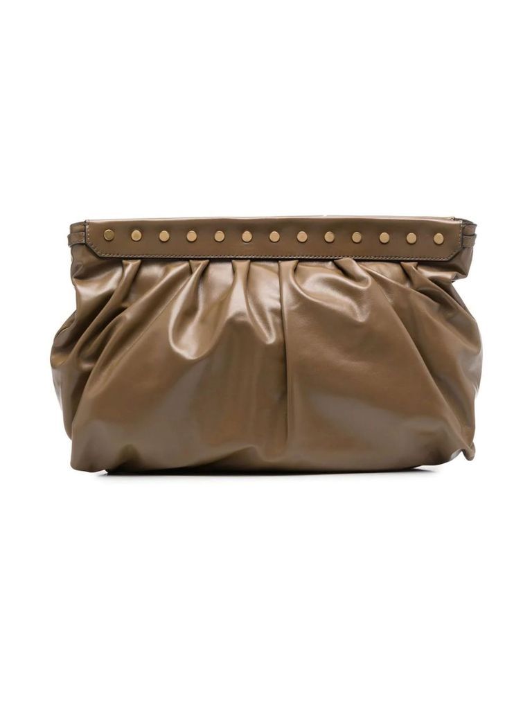 Brown Calf Leather Luz Clutch Bag