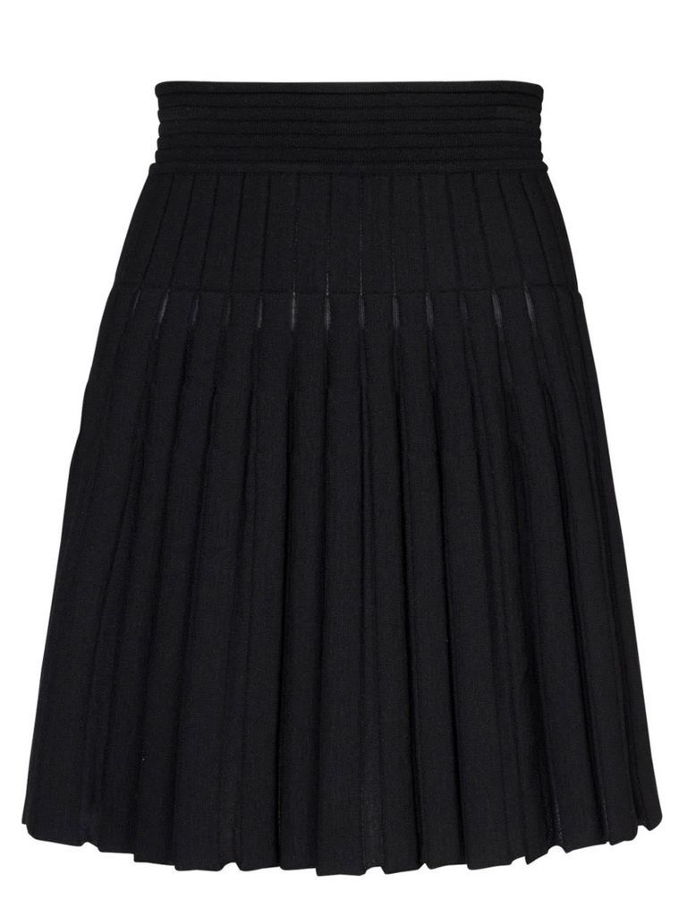 Black Pleated Knit Skirt