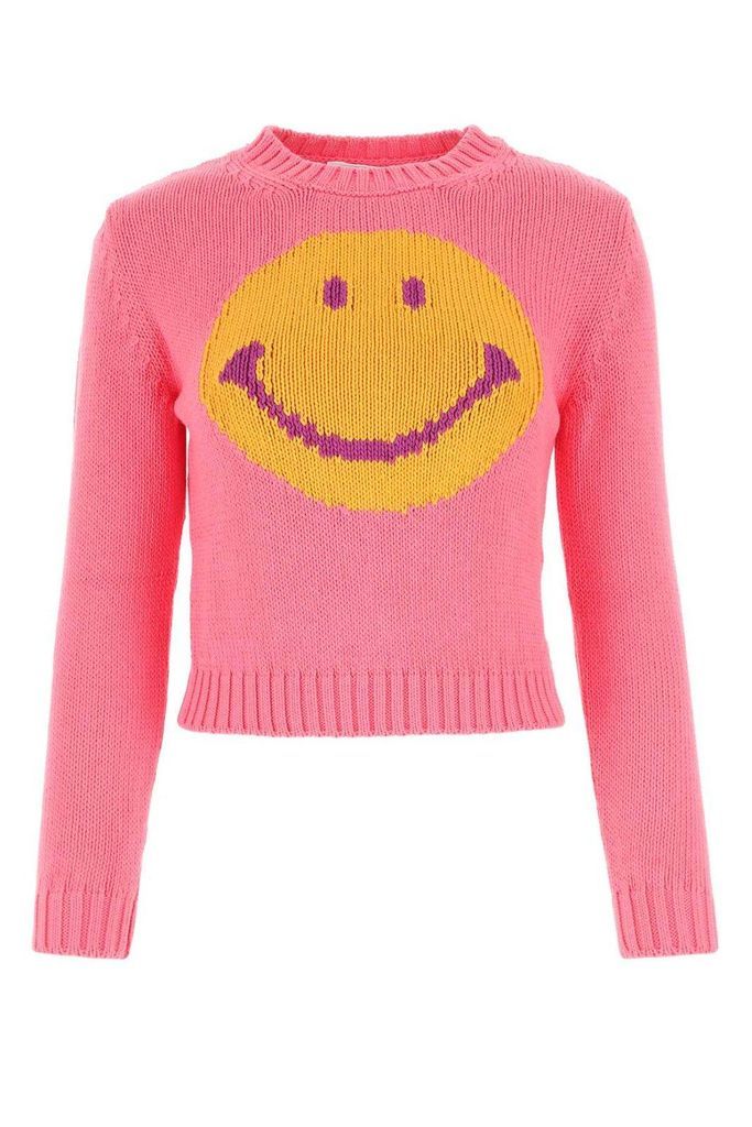 Smiley Logo Intarsia Crewneck Sweater