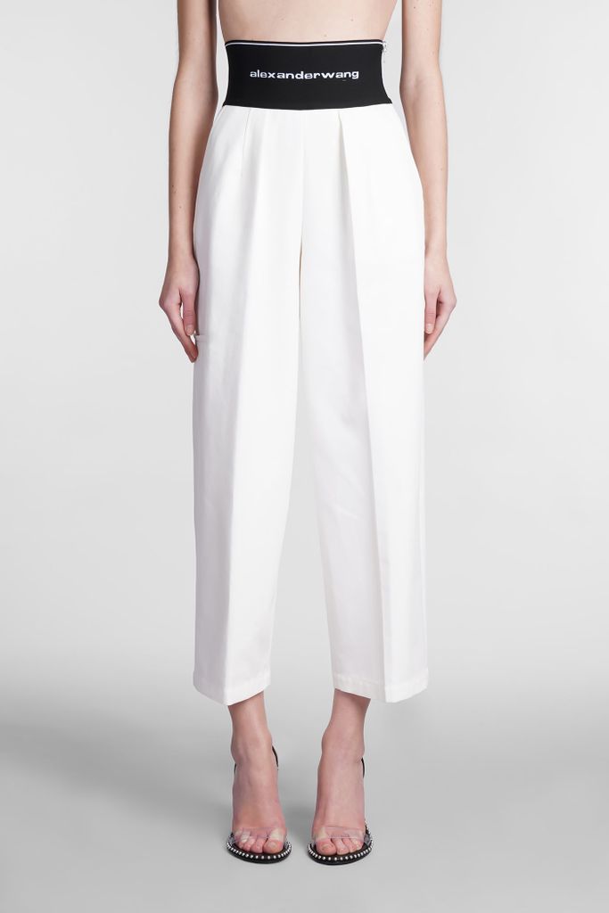 Pants In White Synthetic Fibers