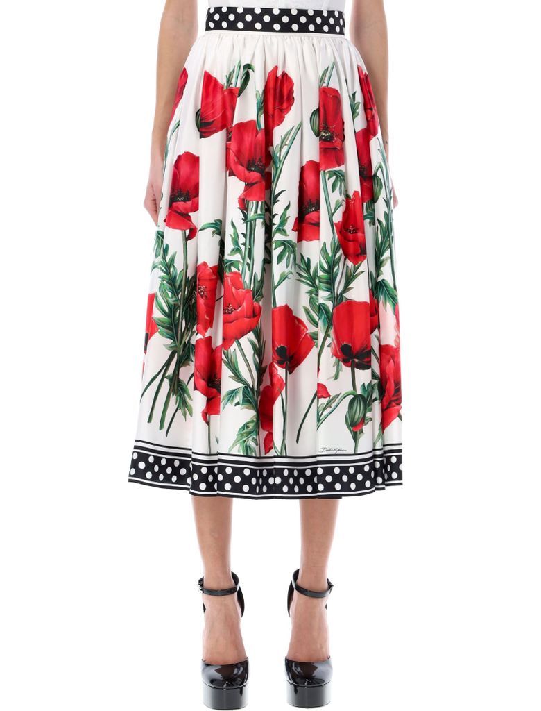 Poppy Print Midi Skirt