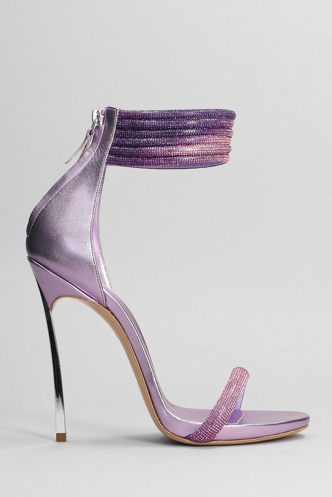 Sandals In Viola Leather