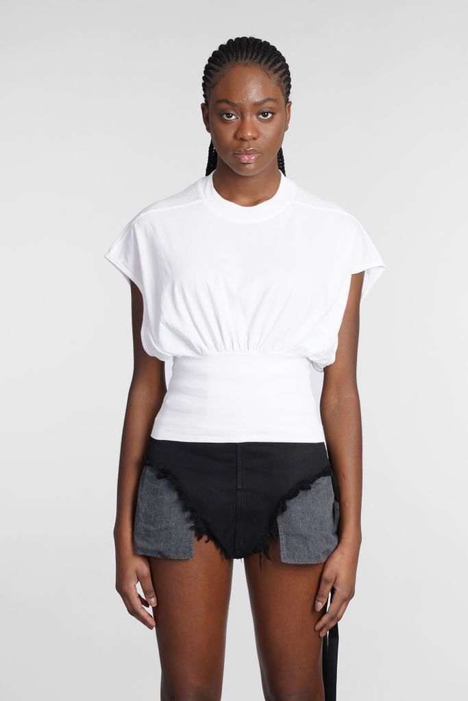 Tommy T Crop Topwear In White Cotton