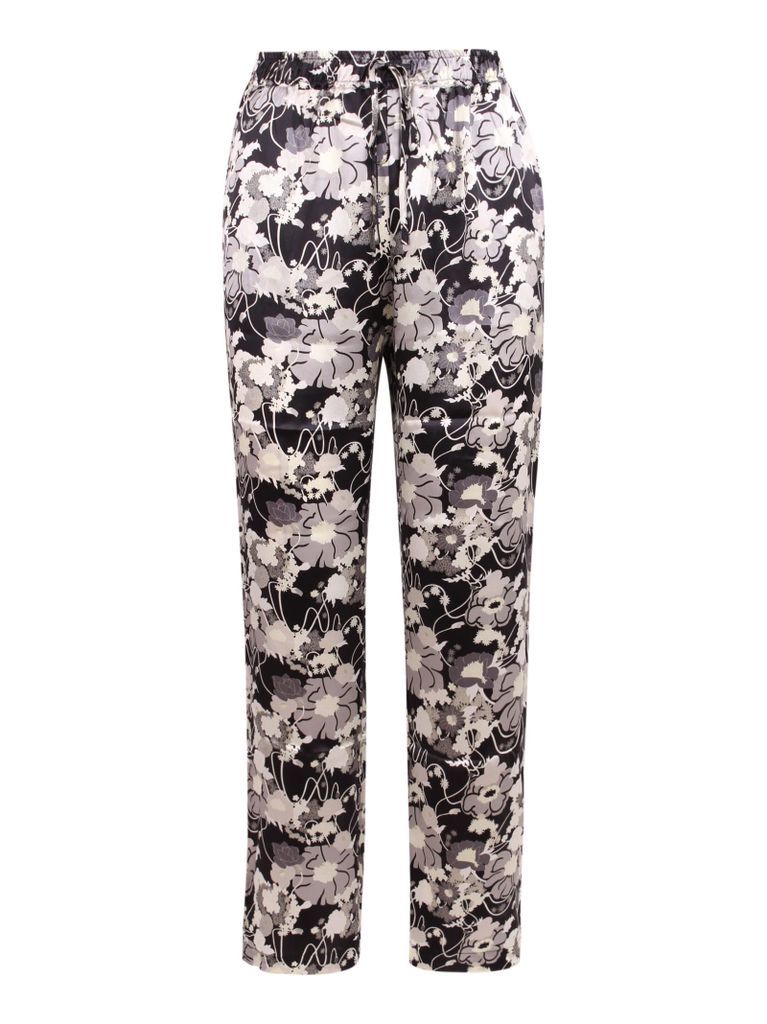 Floral Print Silk Trousers