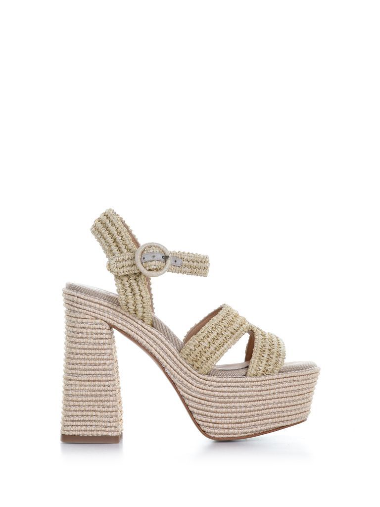 Adriana Raffia Sandal With Xxl Platform