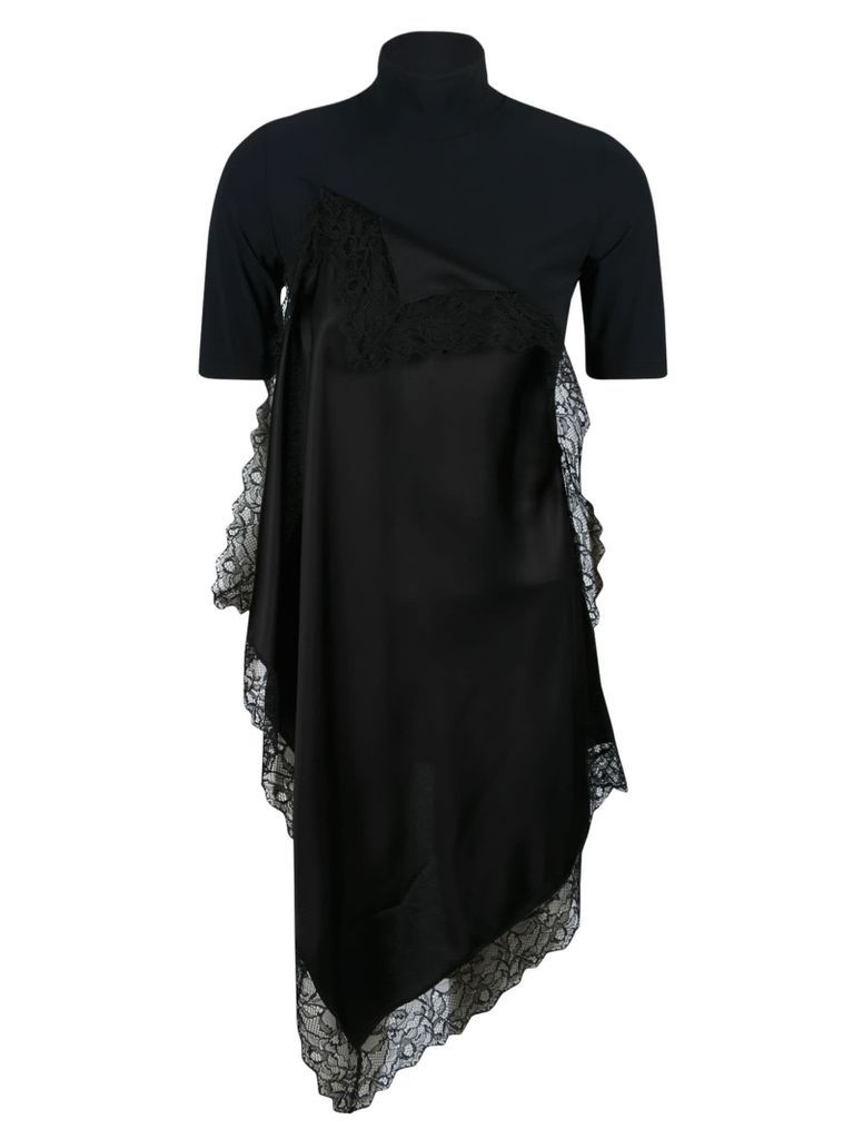 Asymmetric Lace Trimmed Dress