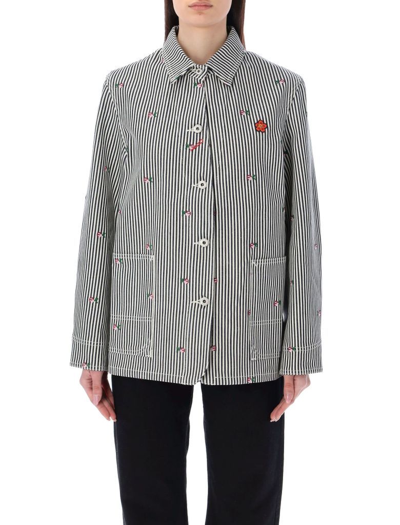 Pixel Striped Denim Workwear Jacket