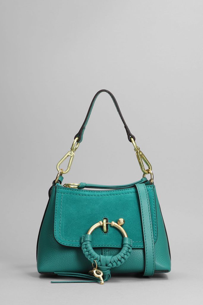 Joan Shoulder Bag In Green Suede And Leather