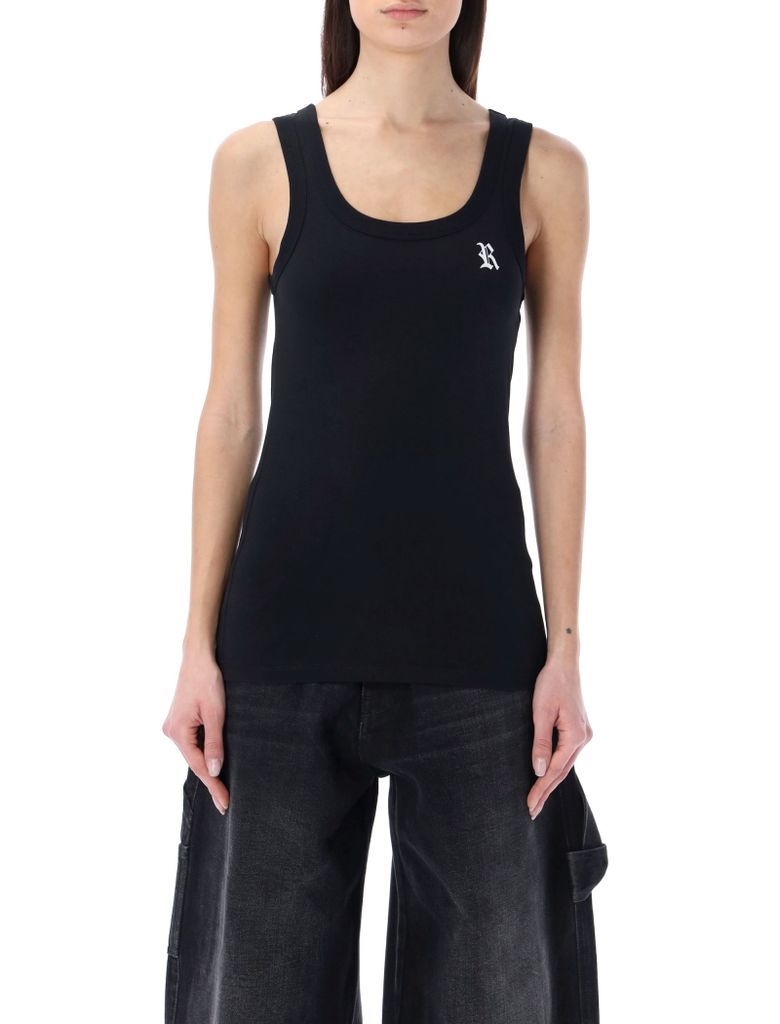 Tank Top With R Print And Leather Patch