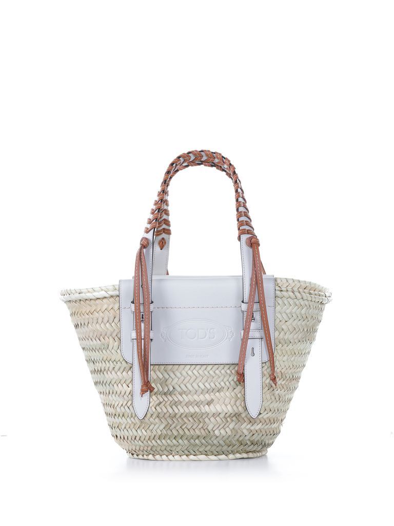 Shopping Bag In Raffia And Leather