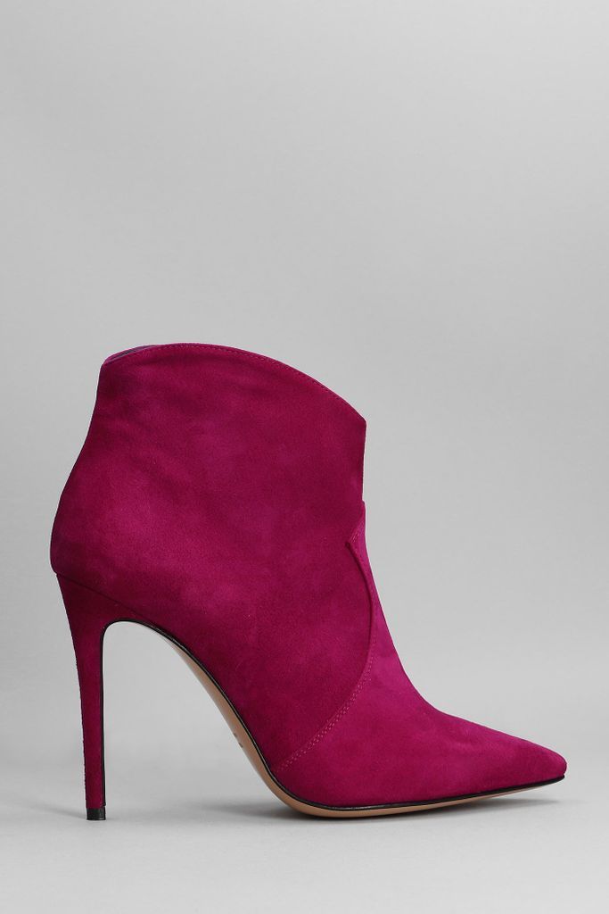 High Heels Ankle Boots In Viola Suede