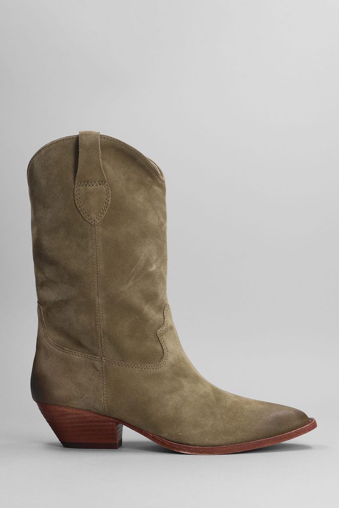 Dalton Texan Ankle Boots In Khaki Suede