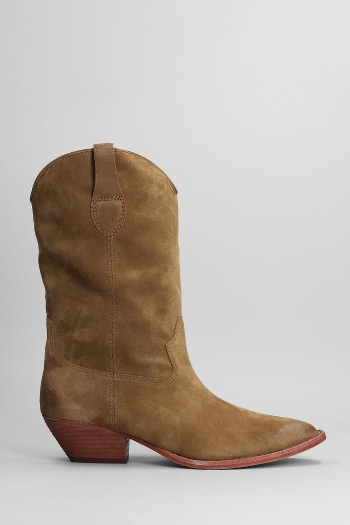 Dalton Texan Ankle Boots In Brown Suede