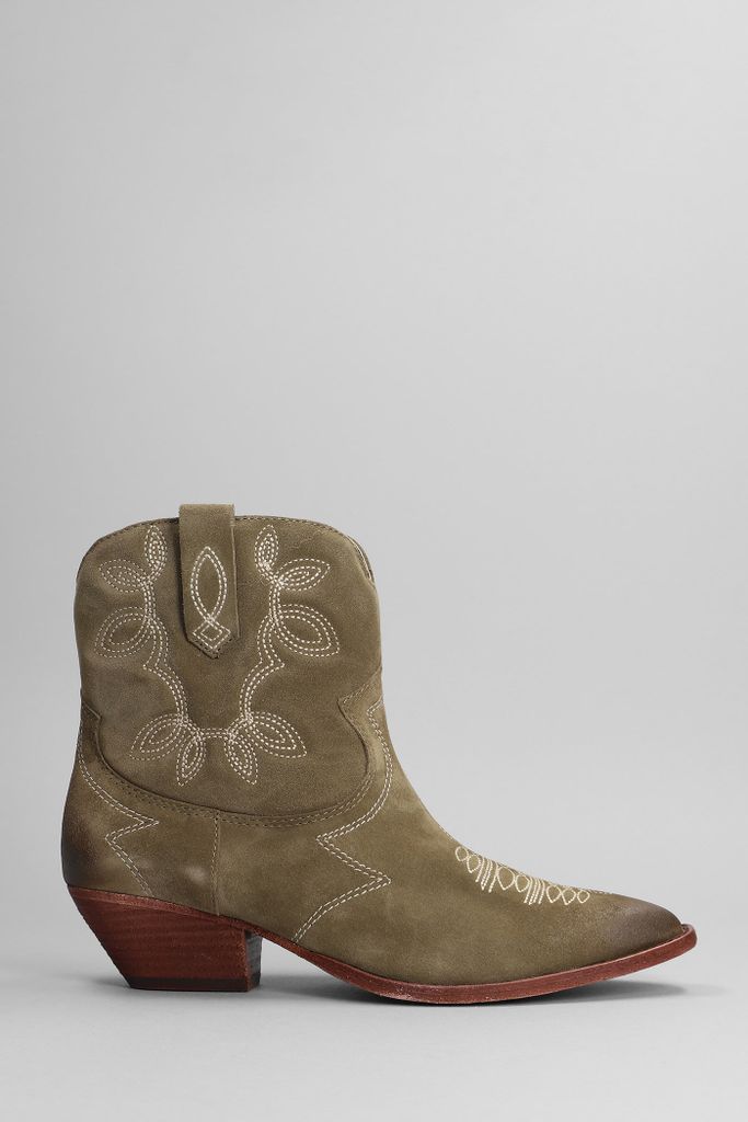Denver Texan Ankle Boots In Khaki Suede