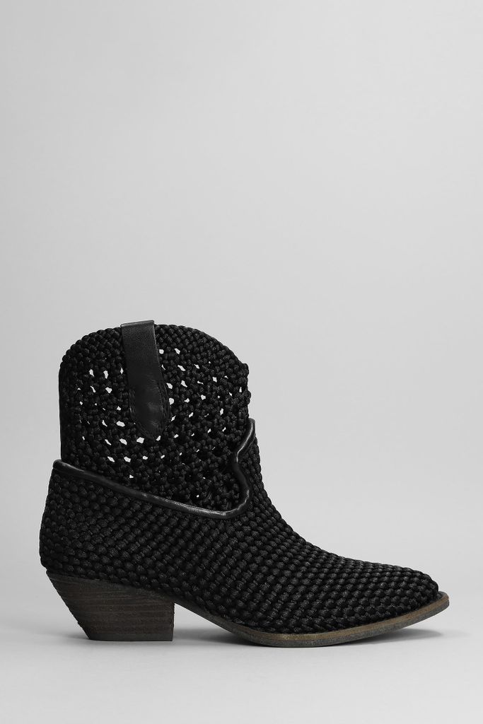 Django Texan Ankle Boots In Black Suede