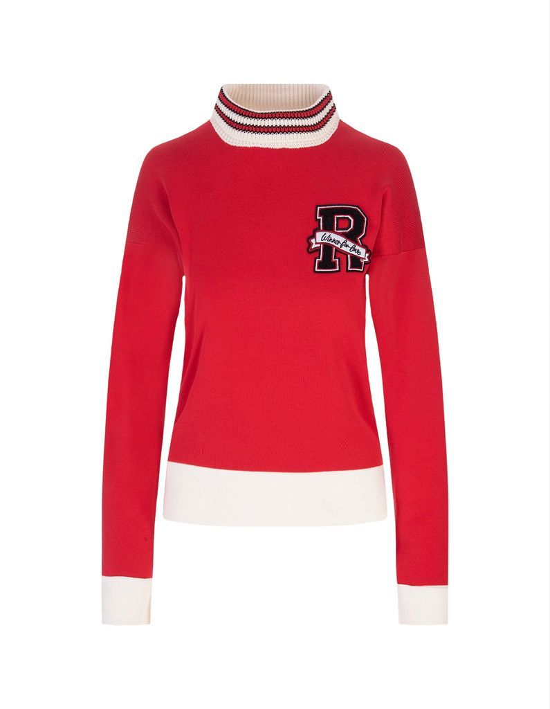 Red Sweater With Embroidered Patch