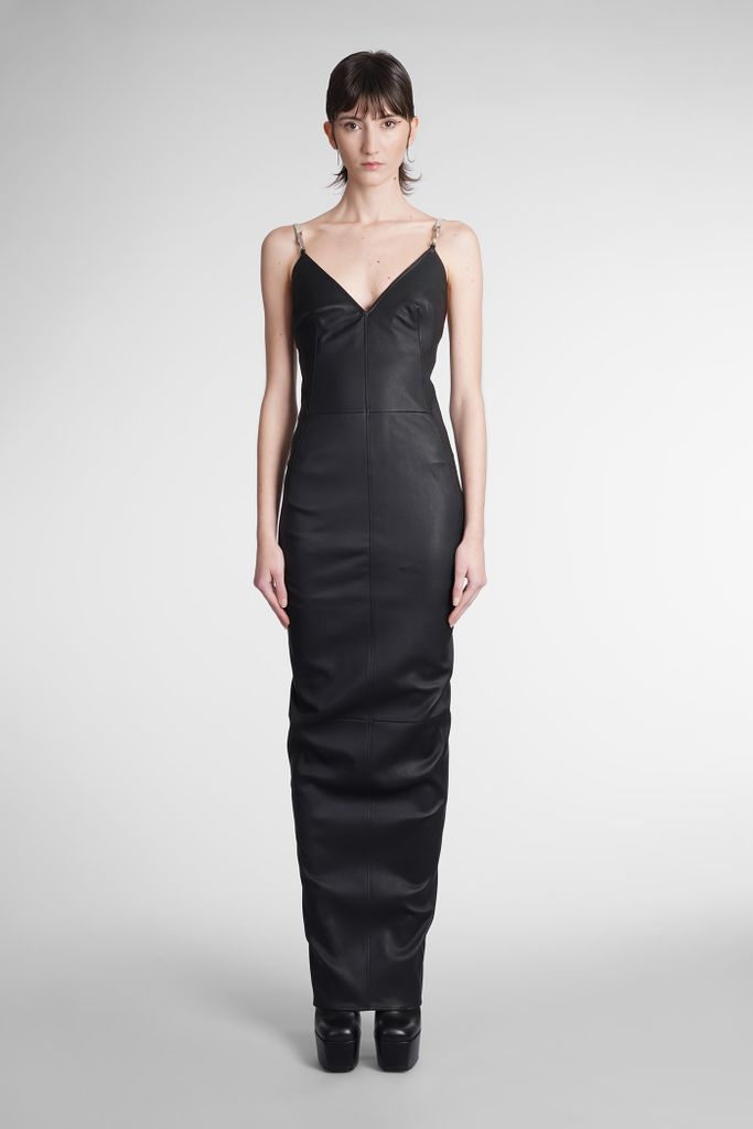 Maillot Gown Dress In Black Leather