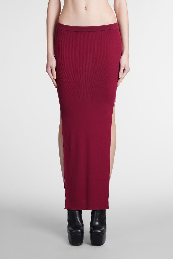 Ribbed Scariskirt Skirt In Fuxia Wool