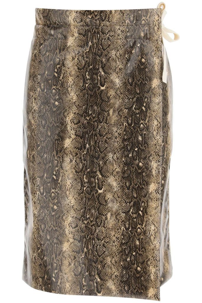 Snake Print Faux Leather Wrap Skirt